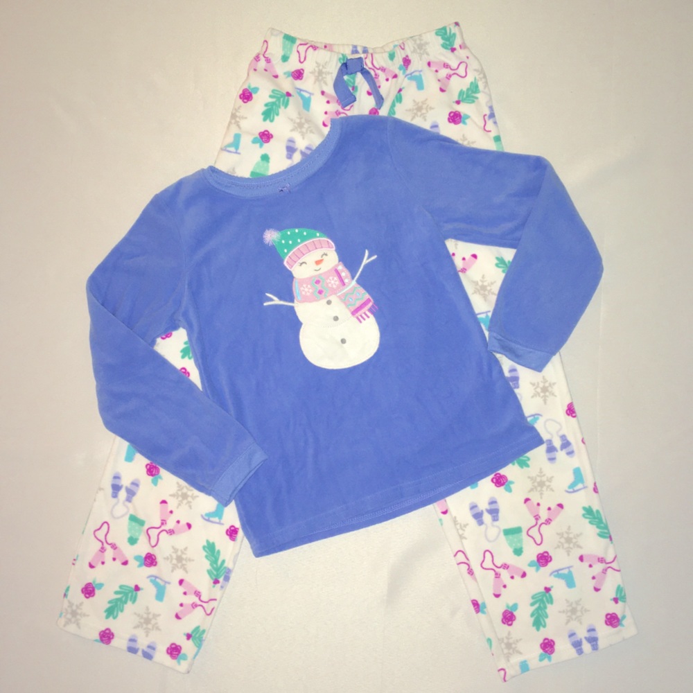 Carter’s Girls 2 Pc Snowman Fleece Pajama Set Sz 8